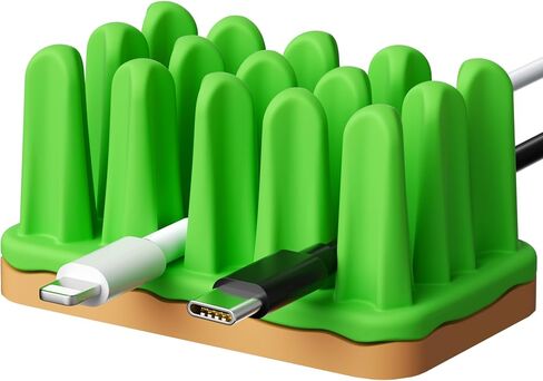 ELETIUO 2 Pack Turf Cable Organizer – Silicone Grass Wire Holder with Adhesive Base, Desk Cable Management for Charger, Mouse, Keyboard Cords, Stress Relief Fidget Toy, Home/Office/Car Use (Green) in Saudi Arabia