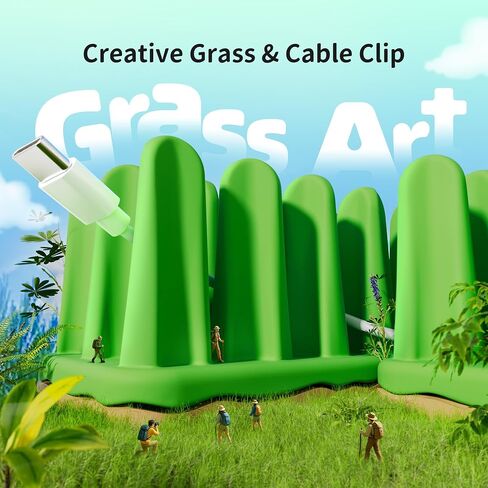 ELETIUO 2 Pack Turf Cable Organizer – Silicone Grass Wire Holder with Adhesive Base, Desk Cable Management for Charger, Mouse, Keyboard Cords, Stress Relief Fidget Toy, Home/Office/Car Use (Green) in Saudi Arabia