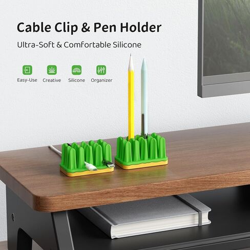 ELETIUO 2 Pack Turf Cable Organizer – Silicone Grass Wire Holder with Adhesive Base, Desk Cable Management for Charger, Mouse, Keyboard Cords, Stress Relief Fidget Toy, Home/Office/Car Use (Green) in Saudi Arabia