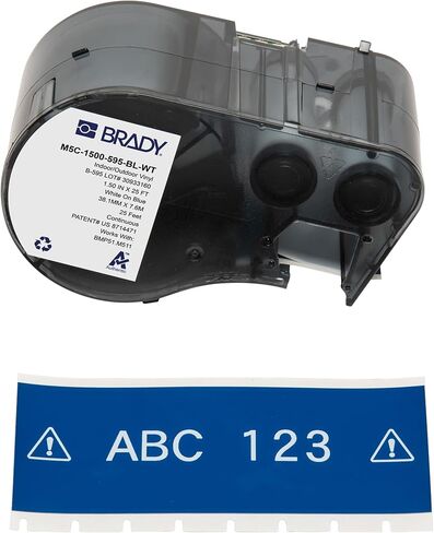 ملصقات برادي الأصلية (M5C-1500-595-WT-BK) من الفينيل مناسبة لجميع الأحوال الجوية مقاس 1.5 بوصة عرض × 25 قدمًا أسود على أبيض. للاستخدام مع طابعات الملصقات BMP51 وM511 in Kuwait