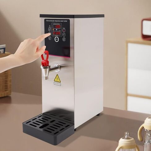 موزع المياه الساخنة التجارية ، غلايات المياه الكهربائية ، موزع المياه المغلي 10L مع وظيفة التوقيت ، بطانة الفولاذ المقاوم للصدأ وشاشة LCD للفندق الحلوى لمقاهي الشاي (الأسود) in Kuwait