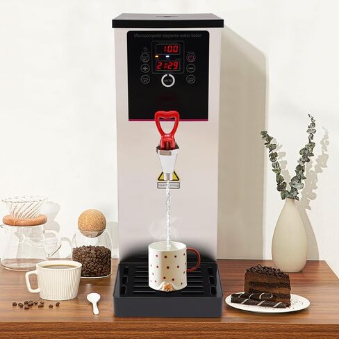 موزع المياه الساخنة التجارية ، غلايات المياه الكهربائية ، موزع المياه المغلي 10L مع وظيفة التوقيت ، بطانة الفولاذ المقاوم للصدأ وشاشة LCD للفندق الحلوى لمقاهي الشاي (الأسود) in Kuwait