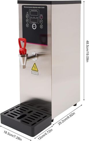 موزع المياه الساخنة التجارية ، غلايات المياه الكهربائية ، موزع المياه المغلي 10L مع وظيفة التوقيت ، بطانة الفولاذ المقاوم للصدأ وشاشة LCD للفندق الحلوى لمقاهي الشاي (الأسود) in Kuwait