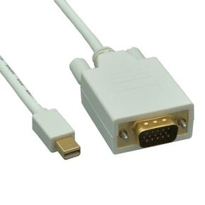 CableWholesale Mini DisplayPort to VGA Monitor Cable, Thunderbolt to VGA Cable, Mini DisplayPort Male to VGA Male, White, VGA to Mini Displayport Cable, 6 feet