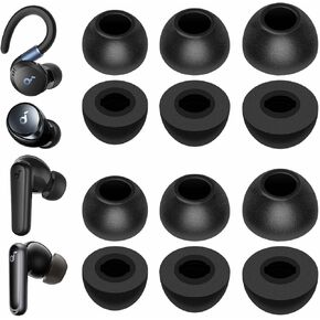 for Soundcore Sport X20 Memory Foam Ear Tips, 6 Pairs Replacement S/M/L No Silicone Pain Comfortable Eartips Accessories Compatible with Soundcore P20i / P30i / P40i / Space A40 - Black