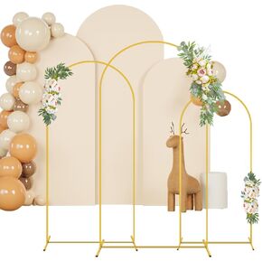 Wedding Arch Stand and Beige Spandex Arch Stand Cover Set 6FT 7.2FT Chiara Backdrop Stands and Arch Stand Covers Set of 2 for Bridal Baby Shower Birthday Party Banquet Decor