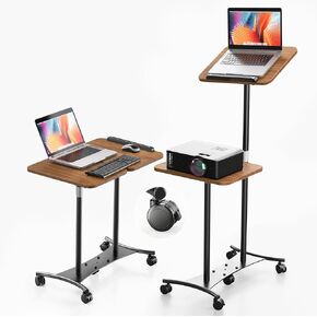 Laptop Stands with Dual Adjustable Panels, 20–53'' Height Range, 5 Lockable Casters, Ideal for Projector, Tablet, Home Office, Entertainment