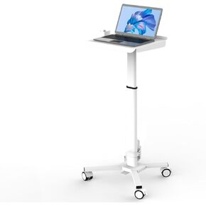 MB-C05N Medical Laptop Workstation Trolley Cart with Wheels, Oral Scanner Holder | Height Adjustable Rolling Lab Cart with Large Tabletop for Dental Office, Hospital, Clinic (No Basket)