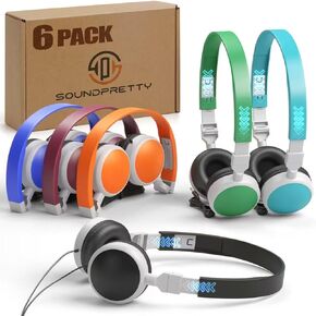 3-Pack Individually Wired Classroom Headphones - No Mic Kids Headphones with 3.5mm Jack, Multi-Color Bulk School Headsets for School/Library/Testing Room, Each in Protective PP Bags