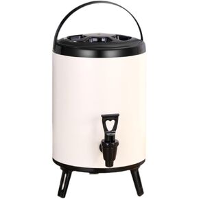 Cold and Hot Drink Dispenser, Tea Barrel, Insulated Drink Dispenser Milk Tea Bucket for Hotels, 6L white