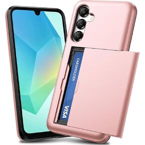 for Samsung A16 5G Wallet Case Galaxy A16 5G Wallet Case 2 Credit Card Holder Slide Cover Back Pocket ID Slot Raised Bezel Dual Layer Rugged Bumper Anti-Scratch Protective Hard Shell Black
