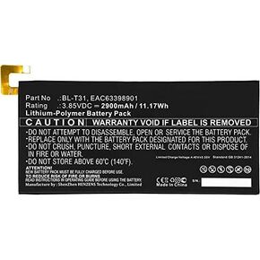 Synergy Digital Tablet Battery, Works with LG BL-T31 Tablet, (Li-Pol, 3.85V, 2900mAh) Ultra High Capacity, Compatible with LG BL-T31, EAC63398901 Battery