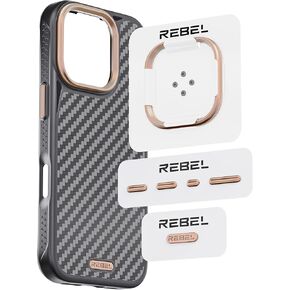 REBEL GEN6/GEN5 Metal Components Upgrade Kit [CNC Aluminum Full Set] Lens Ring, Complete Buttons & Logo Pack for iPhone 16 Pro Max/16 Pro/15 Pro Max/15 Pro/14 Pro Max & Flex Cases (Gunmetal Bronze)