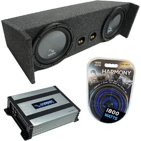 Ammarony Audio HA-R104 أساسي متوافق مع Jeep Wrangler YJ TJ 1987-2006 سلسلة الإيقاع 10 "-حزمة فرعية ، HA-A400.1 Stereo Mono 800 W Sub Amp ، HA-AK4 1800W AMP install kit and Jeep2x10 box leck1