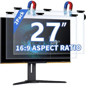 【2-Pack】 Magnetic Hanging 27 Inch Computer Screen Protector Blue Light and Anti Glare Filter, Eye Protection Computer Blue Light Blocking Screen for 27" with 16:9 Aspect Ratio Widescreen Computer Monitor