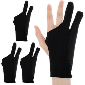 4pcs Digital Drawing Glove,3-Layer Two-Finger Artist Gloves for Right Hand and Left Hand,Digital Art Glove for Graphics Drawing Tablet for Stylus Pen Pencil Sketching Painting