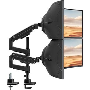 Dual Monitor-Arm Heavy-Duty for 17-49-inch Screens - Premium Vertical Stacked Dual Monitor Arm Desk Mount for Ultrawide Screens up to 44lbs, Fully Adjustability, VESA 75/100 mm, Black