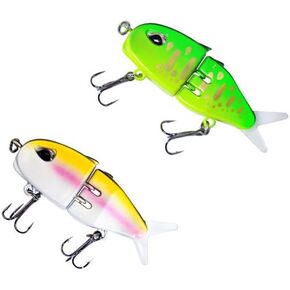 Pack of 2 Mini Multi Segment SwimBaits Fishing Lure Jointed Glide Bait Islide Glidebait Swimbait Wobbler for Bass Pike