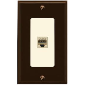 RiteAV Decorative 1 Port Cat5e Wall Plate - 1 Gang [Brown/Ivory]