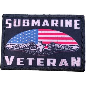 Submarine Veteran Morale Patch Removable Hook and Loop for Molle Gear, Operator Hat, Rucksack, Pack Bag, Backpack, Made in The USA