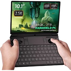 Win MAX 2 2025 Handheld Gaming PC with AMD Ryzen AI 9 HX 370, Radeon 890M GPU, 32GB RAM, TB SSD, OcuLink, 10.1" IPS Display, Gaming Controls, Keyboard and touchpad