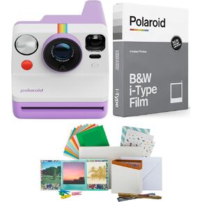 Polaroid Now Generation 3 Purple Analog Instant Camera with Tripod Mount Bundle with B&W Film and Accessories