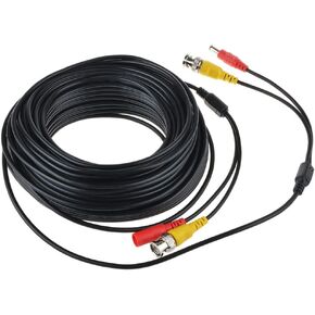 Accessory USA 50ft Black BNC Video and Power Cable Wire Cord w/Connector for CCTV Security Camera