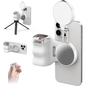 TELESIN Creator Kit - Fun Shot Magnetic Phone Camera Grip + C03 Magnetic Selfie Light (White)Bundle Kit Compatible with iPhone Magsafe & Android Selfies/Photography/TikTok/Zoom Calls/Video Conference