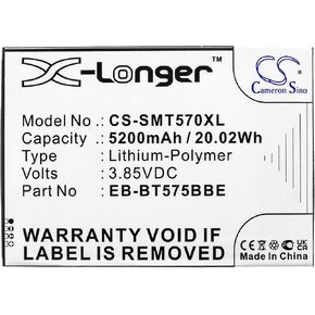 Cameron Sino Battery for Samsung Galaxy Tab Active 3 ، Galaxy Tab Active 3 8.0 ، Tab Galaxy Active 3 8.0 2020 ، SM-T570 ، SM-T575 ، SM-T575N PN: Samsung EB-BT575BBE ، GH43-05039A 5200MAH
