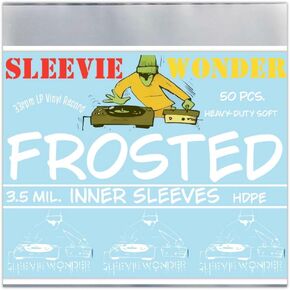 LP Inner Sleeves (x50) 3.5mil Thick Frosted Plastic for 33rpm DJ 12" Vinyl Record Albums (+1 Free Dj Sticker)