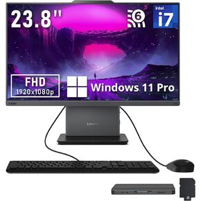 Lenovo ThinkCentre Neo 50a Business All-in-One Desktop, 23.8" FHD Display, Intel i7-13620H, 16GB DDR5, 672GB Storage(512GB SSD+160GB Docking Station Set), Keyboard & Mouse, Webcam, Win 11 Pro, Black