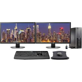 HP Elite 8300 PC with 2 x 24 inch 24UH Monitors, Wireless Keyboard and, pad, WiFi, Intel i7, 16GB, 1TB SSD Storage, Windows 10 (Renewed)