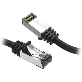 Nippon Labs 60cat8-3-26bk Cat8 Ethernet Cable 3 Feet Slim Series - Black | 2Ghz ، 40g ، S/FTP - محمي 40 جيجابت في الثانية 2000 ميجا هرتز SFTP SPATL COLL ، CAT8 RJ45 - في الجدار ، في الخارج لجهاز التوجيه ، المودم ، إلخ.