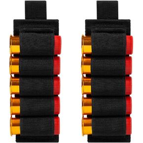 Shotgun Side Saddle Carrier Shotgun Shell Holder 12/20 Gauge Side Saddle with Adhensive Back Stickers Molle Buttstock Shotgun Bullet Shell Holder for Rifles