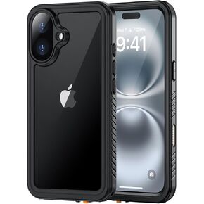 Lanhiem for iPhone 16 Pro Case, IP68 Waterproof Dustproof Shockproof 16 Pro Cases with Built-in Screen Protector, Protective Heavy Duty Rugged Phone Cover for iPhone 16 Pro - 6.3 inch (Black/Clear)