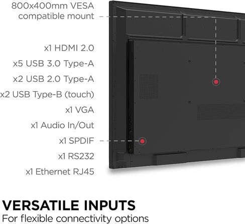 ViewSonic IFP7550 75 Inch ViewBoard 4K Interactive Flat Panel Display with 40-Point Touch, Integrated Microphone and HDMI, VGA, RJ45 in Saudi Arabia