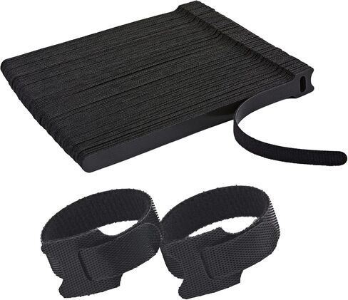 100 PCS Reusable Cable Ties with Hook and Loop, Multi-purpose Adjustable 8 Inch Cable Management Wire Ties Cable Straps for Organizing Home, Office and Data Centers (Black) in Kuwait