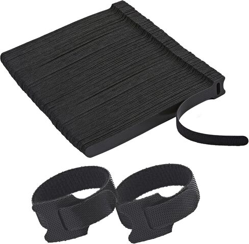 100 PCS Reusable Cable Ties with Hook and Loop, Multi-purpose Adjustable 8 Inch Cable Management Wire Ties Cable Straps for Organizing Home, Office and Data Centers (Black) in Kuwait