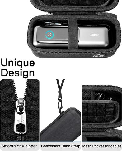 RAIACE Hard Storage Case Compatible with Anker 25,000mAh Power Bank, with Mesh Pocket for Cables or Accessories. (for Sale is case only). - Black in Saudi Arabia