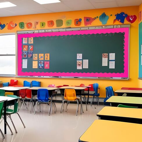 Ecally 65.6 ft Scalloped Bulletin Board Borders Classroom Borders Shine Scalloped Borders Decorative Bulletin Board Trim Poster Board Decorations for School Classroom Home Decor (Black) in Kuwait