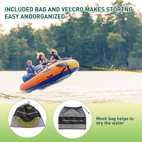 Tow Rope for Watersports,1-3 Rider Ropes for Towable Tubes,1 Section Rope, 1/2" Diameters Width, Heavy Duty, 60FT Length,Blue and Black in Saudi Arabia