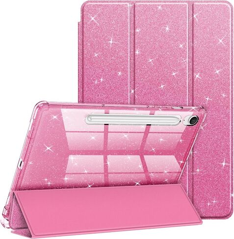 Fintie Slim Case for Samsung Galaxy Tab S10 FE/ S9 FE 5G 10.9 Inch/Tab S9 11 Inch with S Pen Holder, Glittering Sparkly Shockproof Cover with Shiny Clear Back Shell, Auto Wake/Sleep, Pink in Kuwait