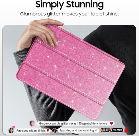Fintie Slim Case for Samsung Galaxy Tab S10 FE/ S9 FE 5G 10.9 Inch/Tab S9 11 Inch with S Pen Holder, Glittering Sparkly Shockproof Cover with Shiny Clear Back Shell, Auto Wake/Sleep, Pink in Kuwait