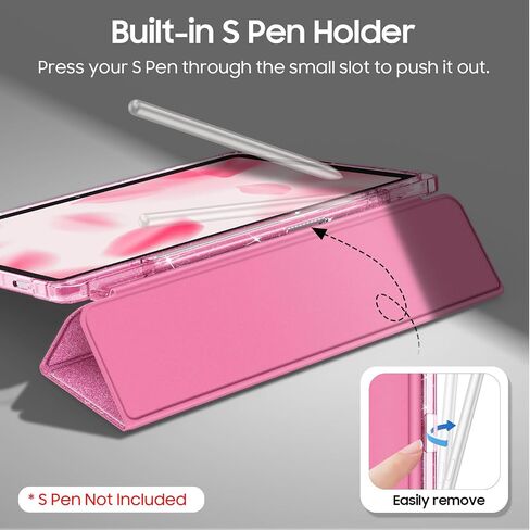 Fintie Slim Case for Samsung Galaxy Tab S10 FE/ S9 FE 5G 10.9 Inch/Tab S9 11 Inch with S Pen Holder, Glittering Sparkly Shockproof Cover with Shiny Clear Back Shell, Auto Wake/Sleep, Pink in Kuwait