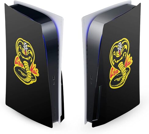 تصاميم علبة الرأس مرخصة رسميًا Cobra Kai Classic Logo Iconic Vinyl Faceplate Sticker Gaming Skin Skin Cover متوافقة مع Sony PlayStation 5 PS5 Disc Edition in Saudi Arabia