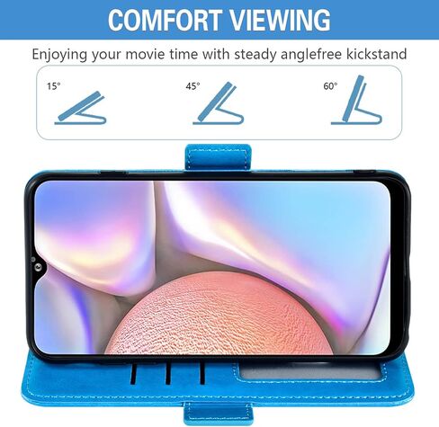 ASUWISH متوافق مع Samsung Galaxy A10S Wallet Case Glass Class Screen Card حامل الاكسسوارات Flip List Strap Strap Cover For Glaxay Galaxies A10x Men Gray in Saudi Arabia