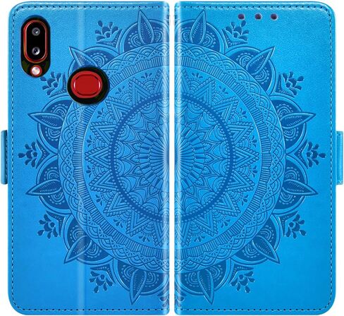 ASUWISH متوافق مع Samsung Galaxy A10S Wallet Case Glass Class Screen Card حامل الاكسسوارات Flip List Strap Strap Cover For Glaxay Galaxies A10x Men Gray in Saudi Arabia