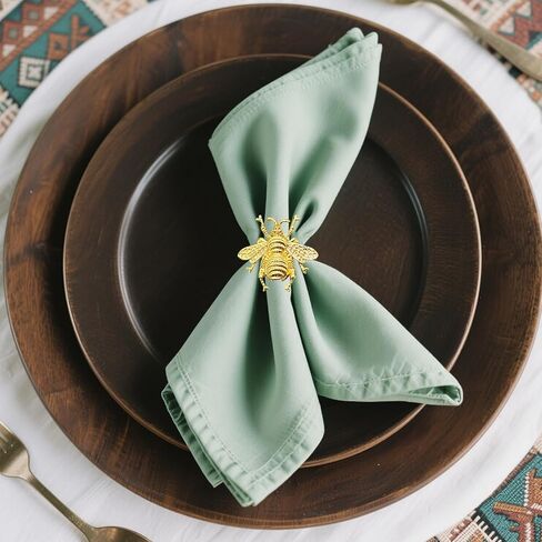 Bumblebee Napkin Rings Holder Set of 12 Gold Eco-Friendly Metal Bee Napkin Ring Insect Serviette Holder for Wedding Party Dinner Christmas Holidays Decor in Kuwait