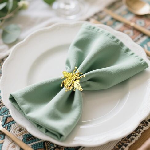 Bumblebee Napkin Rings Holder Set of 12 Gold Eco-Friendly Metal Bee Napkin Ring Insect Serviette Holder for Wedding Party Dinner Christmas Holidays Decor in Kuwait