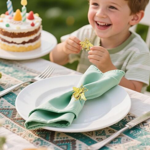 Bumblebee Napkin Rings Holder Set of 12 Gold Eco-Friendly Metal Bee Napkin Ring Insect Serviette Holder for Wedding Party Dinner Christmas Holidays Decor in Kuwait